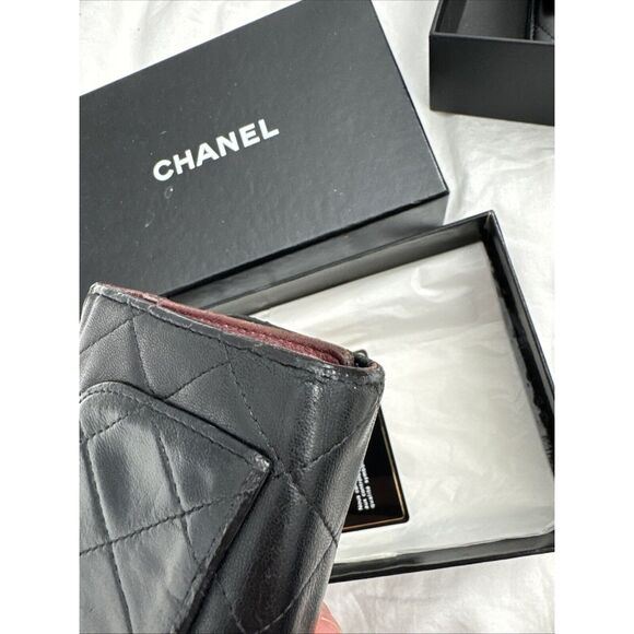 CHANEL Flap Wallet Quilted Black Silver Tone Hardware W/box - Picture 6 of 16